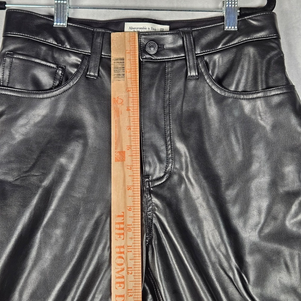 Abercrombie & Fitch Pants Womens 29/8 Black Faux Leather Ultra High Rise - Picture 5 of 10